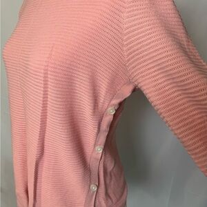 Ann Taylor Loft Pink Eyelet Pointelle Side Button Sweater Large